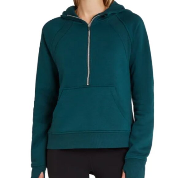 NWT Danskin Women's Mixed Rib Cozy Half Zip Hoodie Green Size S $60 11HL027 - Picture 1 of 3